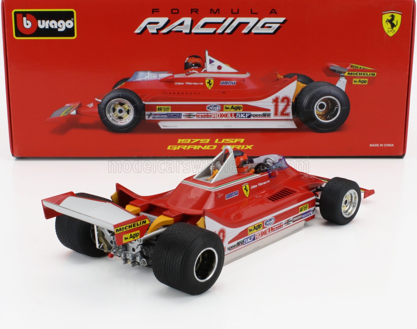 FERRARI | F1 312T4 N 12 WINNER WATKINS GLEN GP USA (WITH PILOT FIGURE AND RAIN WHEELS) 1979 GILLES VILLENEUVE