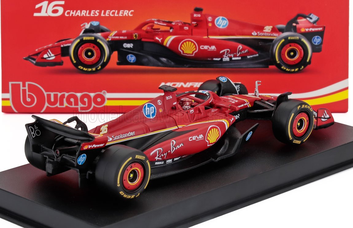 FERRARI - F1 SF-24 TEAM SCUDERIA FERRARI N 16 WINNER MONACO GP 2024 CHARLES LECLERC - WITH PILOT AND SHOWCASE - RED BLACK