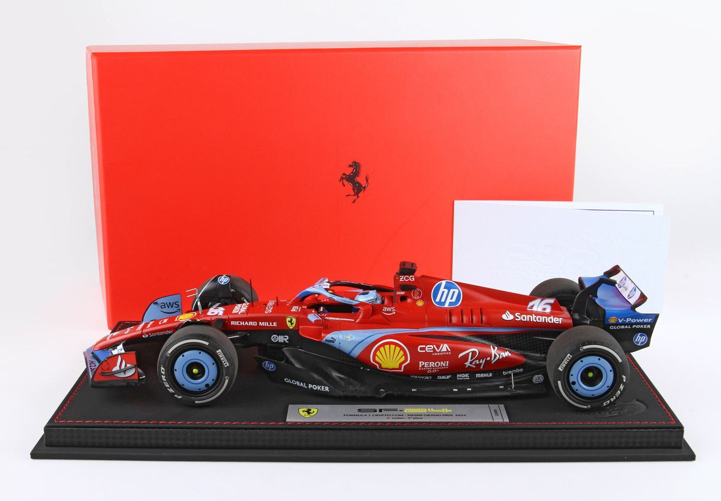 FERRARI SF24 GP USA MIAMI 2024 DIECAST - LUXURY PACK SPECIALE LIVREA AZZURRO LECLERC - Vroomi