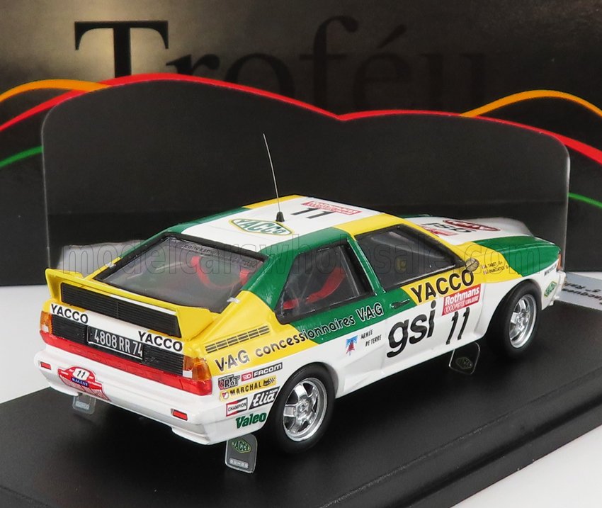 AUDI - QUATTRO N 11 RALLY 1000 PISTES 1983 J.PANCIATICI - A.TABET - BLANCO VERDE AMARILLO