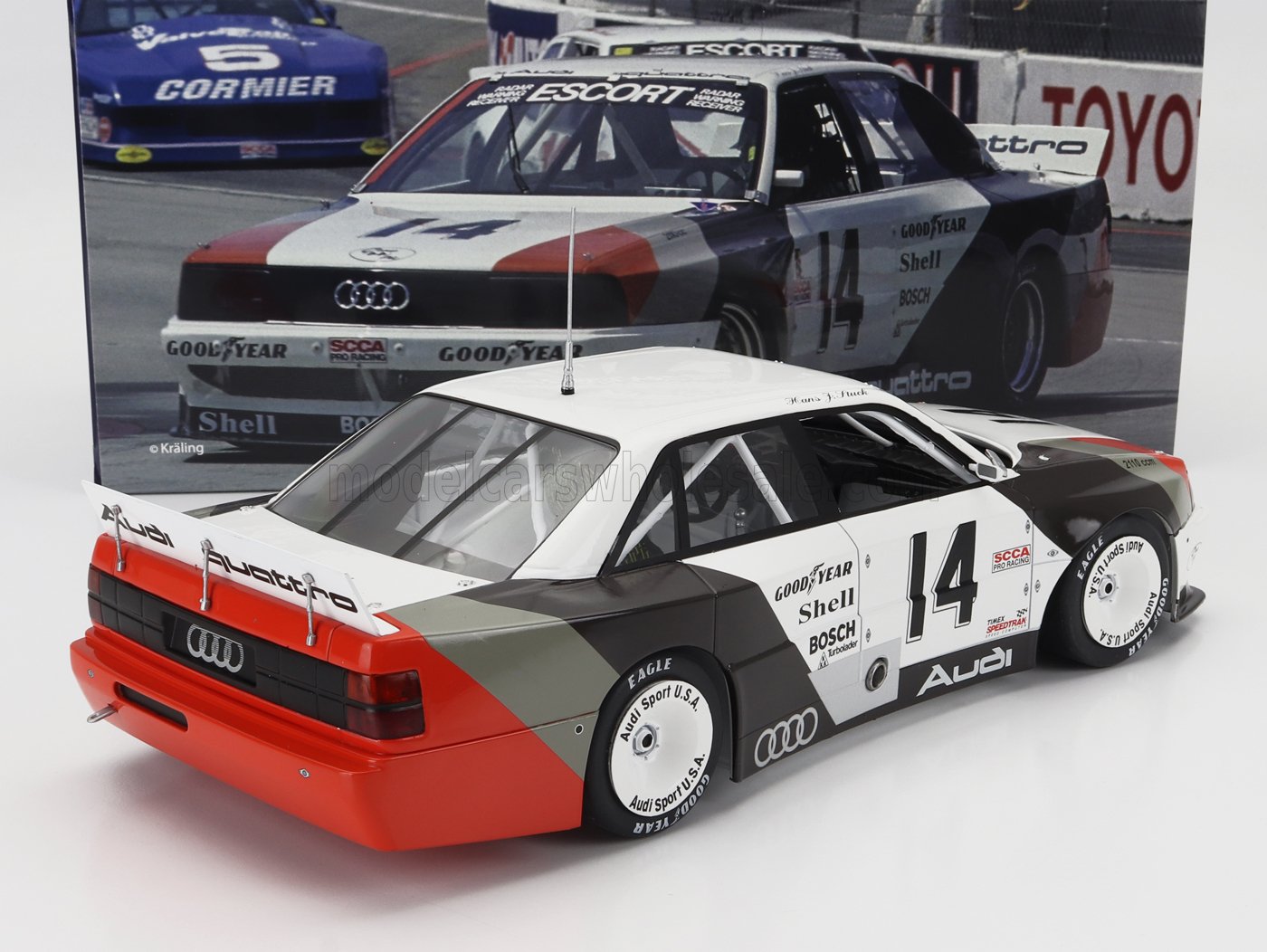 AUDI - 200 QUATTRO EQUIPO AUDI SPORT N 14 GANADOR CLEVERLAND TRANS-AM 1988 HANS JOACHIM PEGADO - BLANCO GRIS ROJO