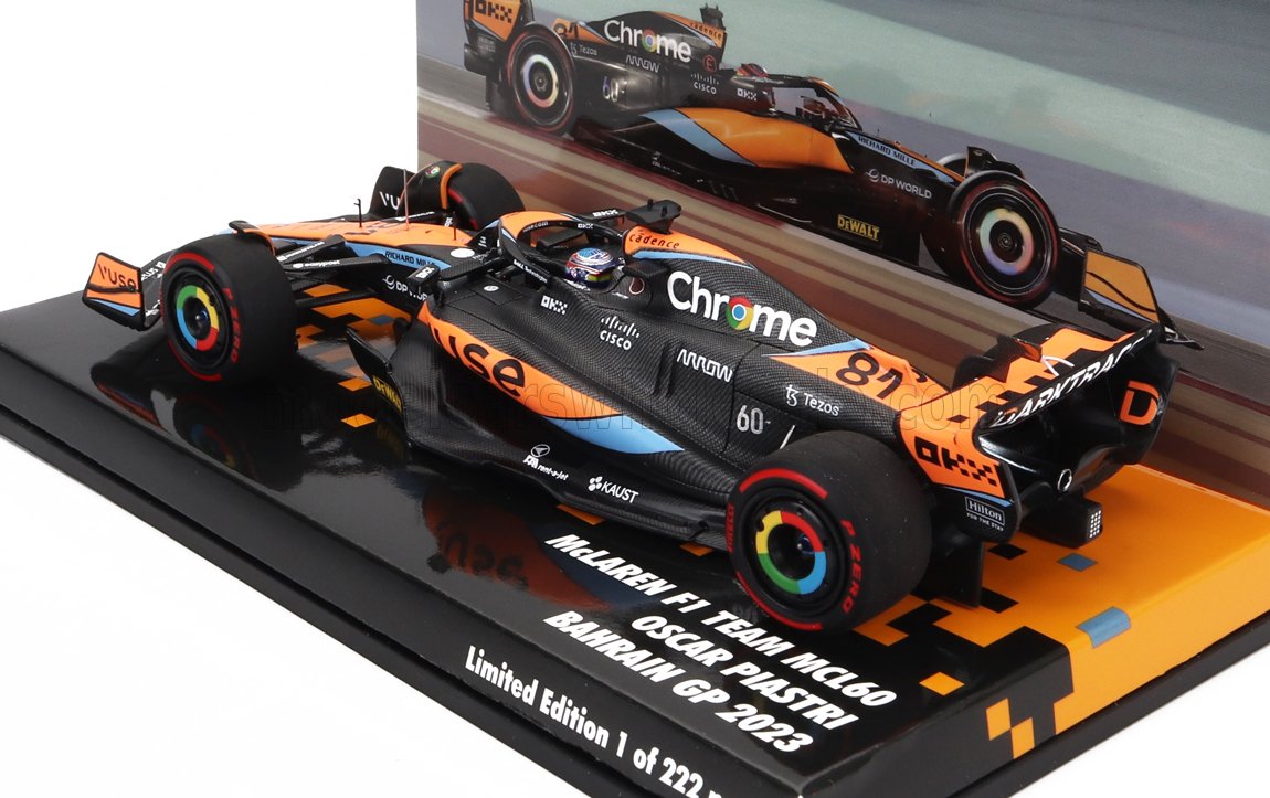 McLAREN - F1 MCL60 TEAM McLAREN N 81 BAHRAIN GP 2023 OSCAR PIASTRI - ORANGE BLEU NOIR