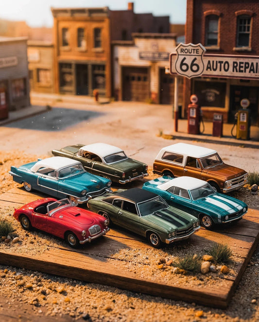Colección de coches clásicos estadounidenses a escala, fabricados en metal fundido, disponible en línea para coleccionistas