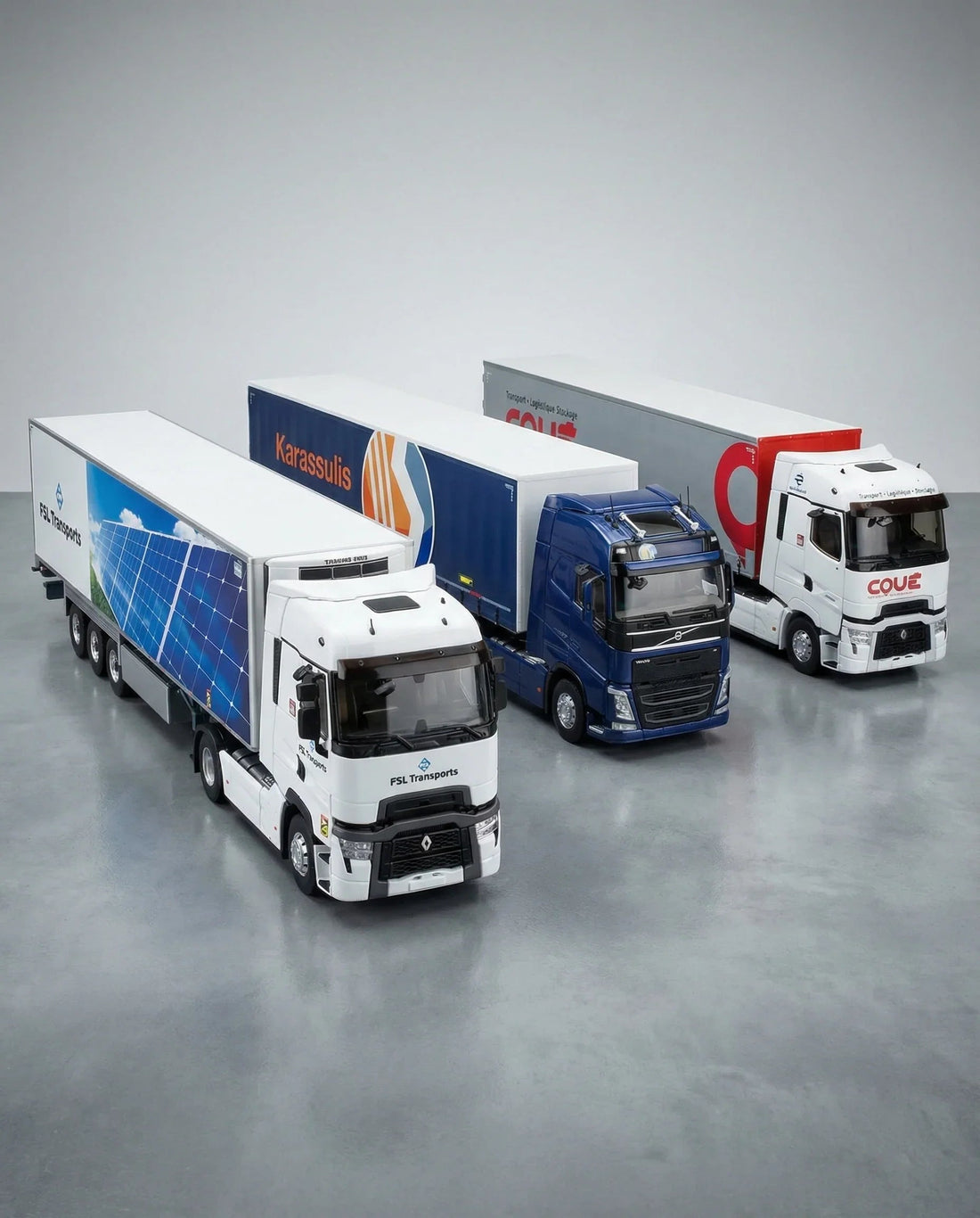 scale model car Renault, Volvo, and Mercedes-Benz trucks available from this collector shop