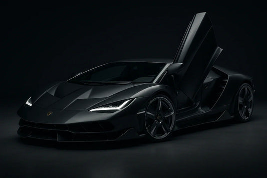 Modelo em escala do Lamborghini Centenario coupé com portas em tesoura abertas, disponível online para colecionadores