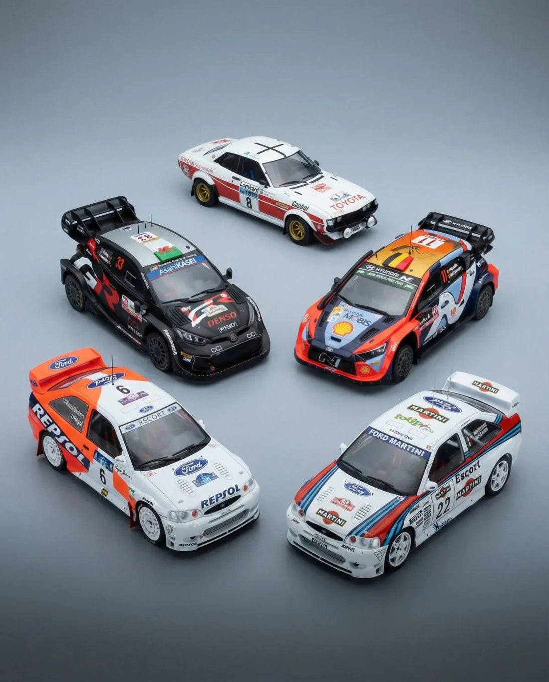 Modellautosammlung berühmter Rallye-Rennwagen, jetzt online für Liebhaber erhältlich