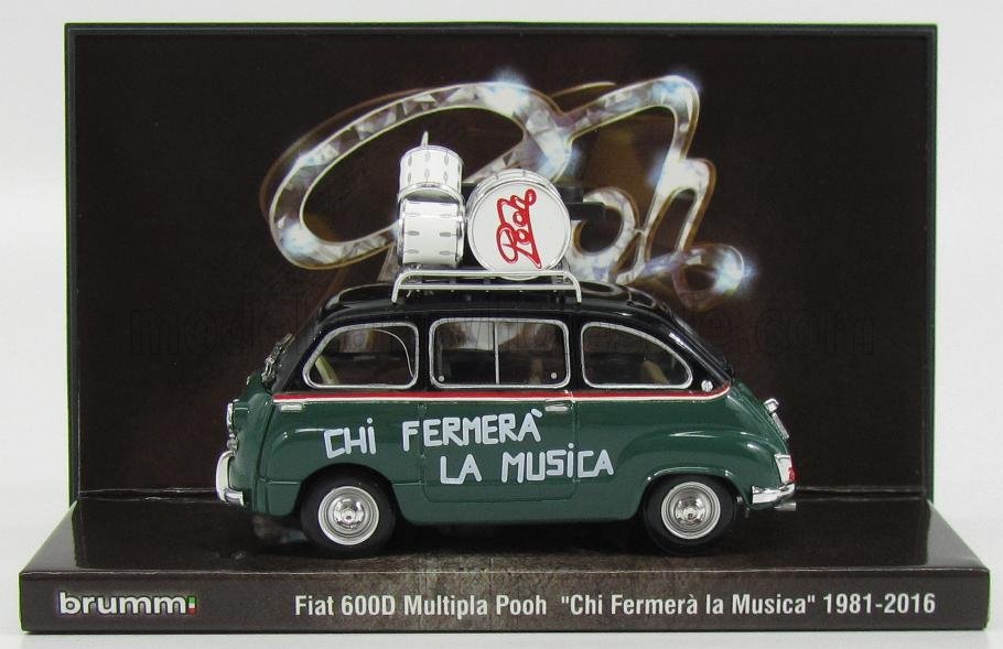 FIAT - 600D MULTIPLA 50° ANNIVERSARIO POOH 1966-2016 (DAL VIDEO "CHI FERMERA' LA MUSICA" DEL 1981) SERIE TV - VERDE NERO modellino in scala modellino Vroomi