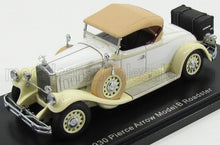 1930 Pierce Arrow Model B Roadster vintage car scale model with beige soft top and detailed wheels, offered via Vroomi