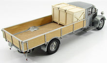 MERCEDES BENZ - LO2750 PLATFORM TRUCK WITH WOODEN BOX CAR TRANSPORTER 1936 - GREY WOOD