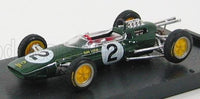 Modellino in scala Lotus 49 del 1967 verde con N 12 e ruote gialle, su base nera — Vroomi