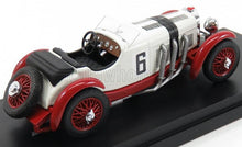 Vintage white and red race car model with number 6, spare tire, and detailed exhaust pipes, available on Vroomi