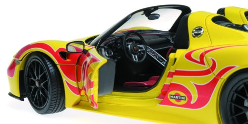 PORSCHE 918 SPYDER MARTINI WEISSACH PACKAGE YELLOW WITH RED STRIPES