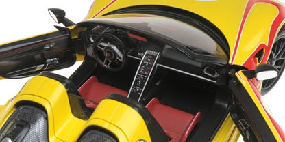 PORSCHE 918 SPYDER MARTINI WEISSACH PACKAGE YELLOW WITH RED STRIPES