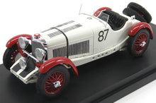 Vintage white and red racing car model with number 87, detailed grille and spare tire, available on Vroomi