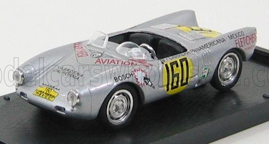 Porsche 550 RS Carrera Mexico Hans Herrmann 1953 Silver Brumm 1:43 scale model