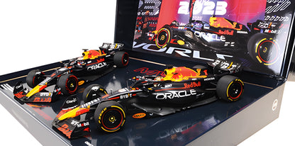 RED BULL RACING RB19 TWO CAR SET MAX VERSTAPPEN W.C. QATAR SPRINT &amp; GP 2023