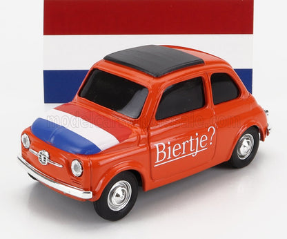 FIAT - 500 OLANDA biertje ? - T'is hier fantastisch - ORANGE Scale model car on Vroomi