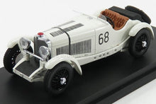 White vintage race car model with number 68, brown interior, black wheels, featured on Vroomi