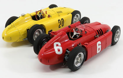 FERRARI - F1  ENSEMBLE 2X LANCIA D50 N° 20, 6e du GP de Belgique 1956, A. Pilette + D50 N° 6, vainqueur du GP de Turin 1955, A. Ascari - ROUGE JAUNE
