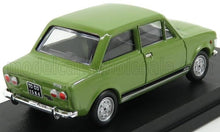 Green classic Fiat 128 model car displayed on black base, available through Vroomi