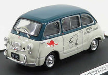 FIAT - 600D MULTIPLA 1961 - OVERLAND AUSTRALIA - ENGLAND 1969 BRUCE THOMAS - STUART HARPER - WHITE GREEN Scale model car on Vroomi