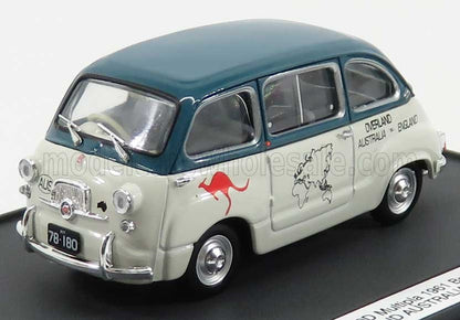 FIAT - 600D MULTIPLA 1961 - OVERLAND AUSTRALIA - ENGLAND 1969 BRUCE THOMAS - STUART HARPER - WHITE GREEN Scale model car on Vroomi