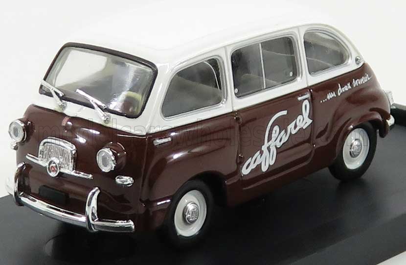 FIAT - 600 MULTIPLA VEICOLO COMMERCIALE CAFFAREL 1956 - WHITE BROWN Scale model car on Vroomi