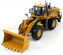 Yellow Komatsu WA60-6 wheel loader scale model with detailed bucket and rugged tires available at Vroomi