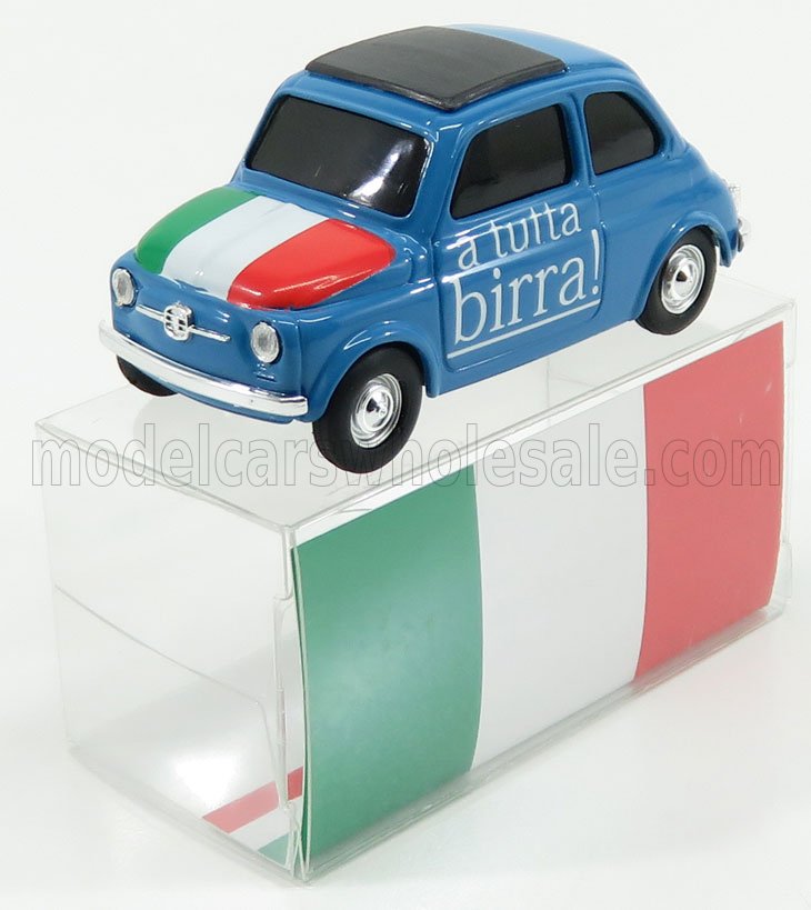 FIAT - 500 BRUMS ITALIA - A TUTTA BIRRA ! 2018 - BLUE Scale model car on Vroomi