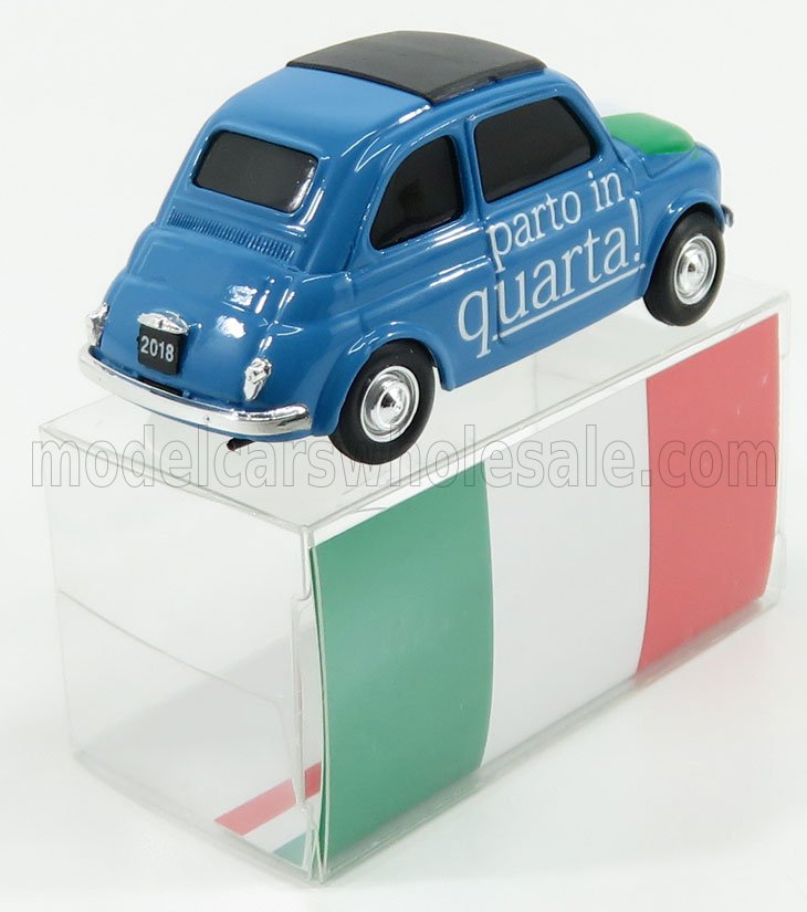FIAT - 500 BRUMS ITALIA - A TUTTA BIRRA ! 2018 - BLUE Scale model car on Vroomi