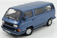 Blauw Volkswagen T3 Bluestar schaalmodel van Vroomi, gedetailleerd diecast replica met heldere ramen en lichtmetalen velgen