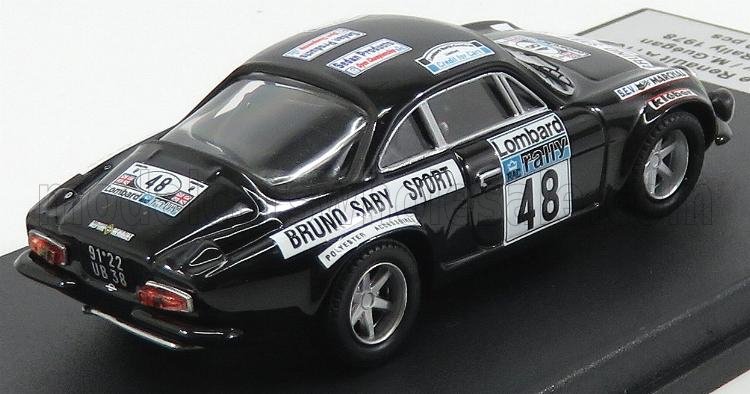 Voiture miniature 1:43 noire avec décalcomanies de course, numéro 48, présentée chez Vroomi