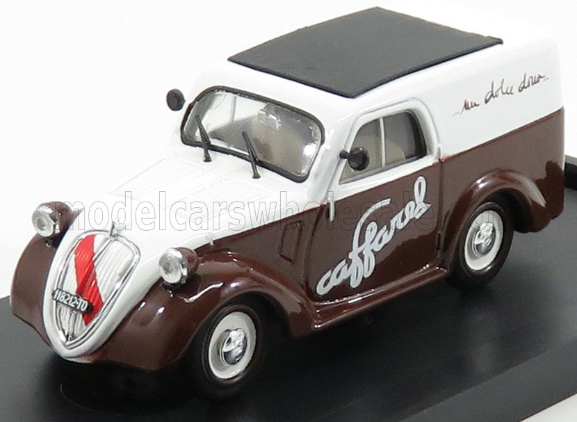FIAT - 500B VAN PUBBLICITARIO CAFFAREL CIOCCOLATO 1950 - BROWN WHITE Scale model car on Vroomi