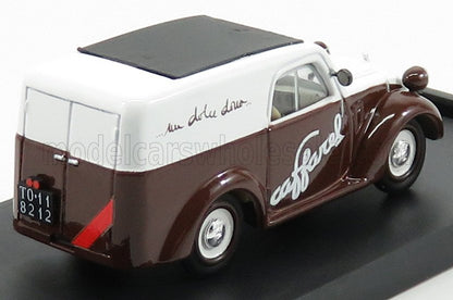 FIAT - 500B VAN PUBBLICITARIO CAFFAREL CIOCCOLATO 1950 - BROWN WHITE Scale model car on Vroomi