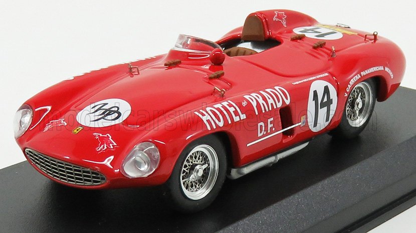 FERRARI - 750 MONZA 3.0L SPIDER N.º 14 CARRO DE RALLY CARRERA PANAMERICANA 1954 R. BRACCO - R. LIVOCCHI - PRETO - Vroomi