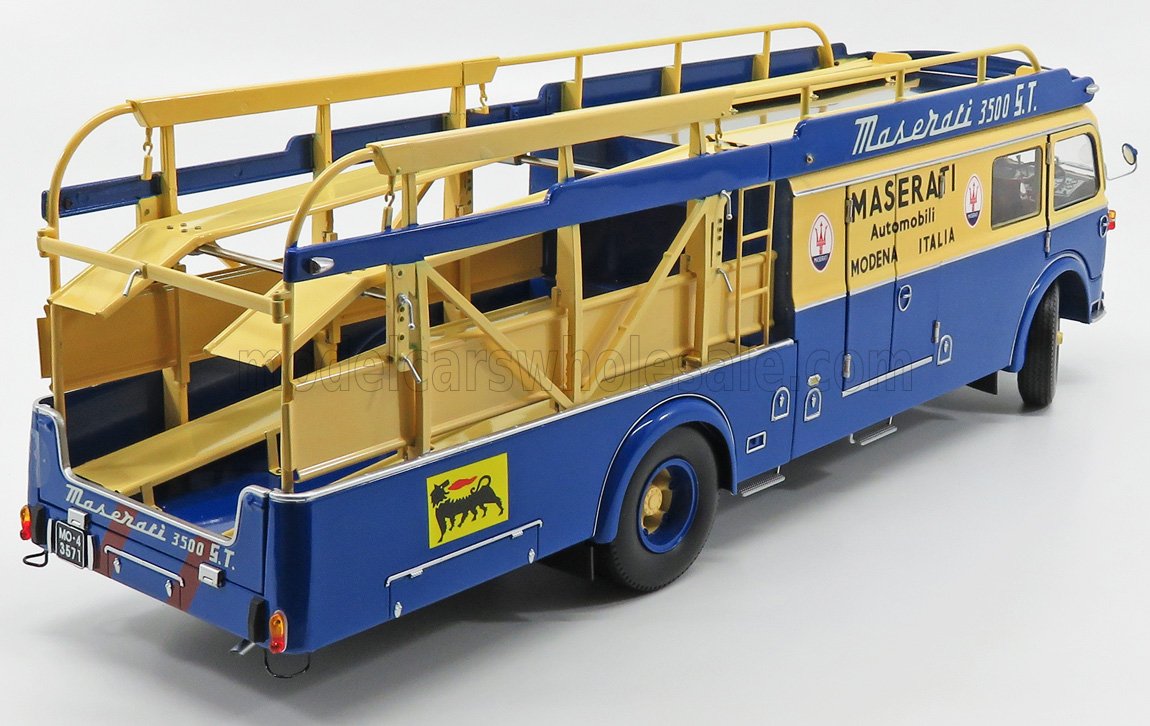 FIAT - 642RN2 TRUCK BARTOLETTI F1 MASERATI CAR TRANSPORTER 1957 - BLUE YELLOW - Vroomi