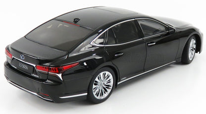 Black Lexus LS 500h luxury sedan rear and side view, available through Vroomi