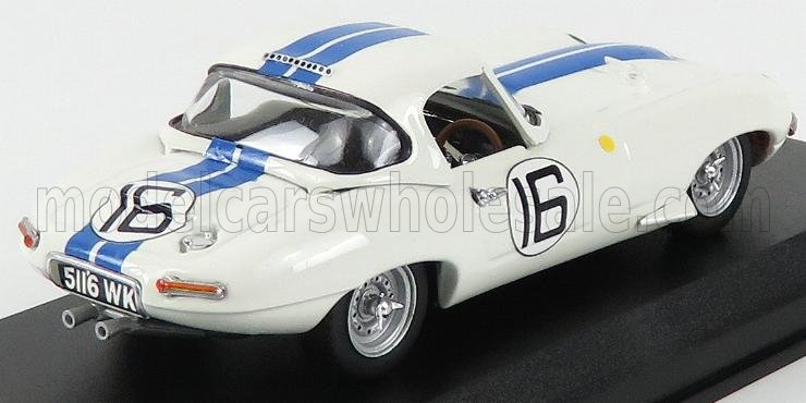 JAGUAR  E-TYPE 3,8 L TEAM BRIGGS CUNNINGHAM N 16 24 h LE MANS 1963 R.SALVADORI - P.RICHARDS - BLANC BLEU - Vroomi