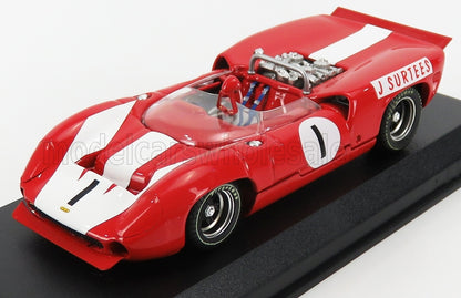 LOLA - T70 MKII SPIDER N 1 VINCITORE DEL BRAND HATCH GUARD TROPHY 1966 J.SURTEES  ROSSO BIANCO - Vroomi