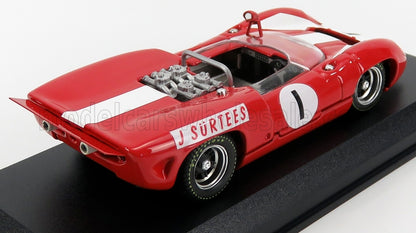 LOLA - T70 MKII SPIDER N 1 VINCITORE DEL BRAND HATCH GUARD TROPHY 1966 J.SURTEES  ROSSO BIANCO - Vroomi