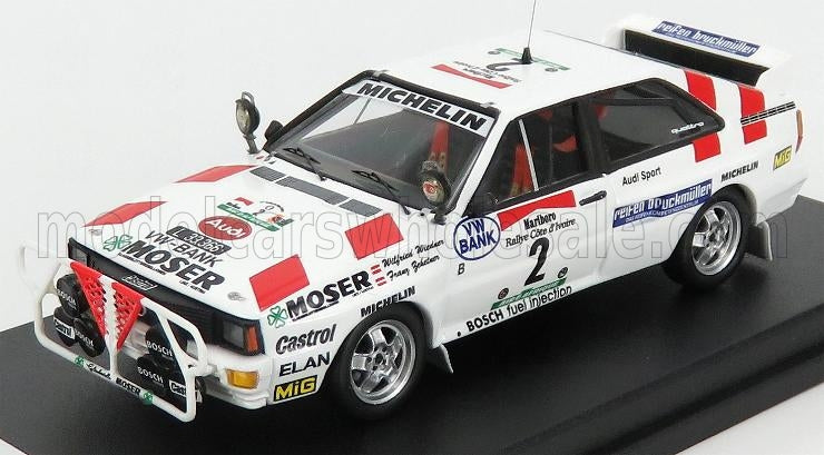 1/18 scale Audi rally car model with racing decals, now available to order online