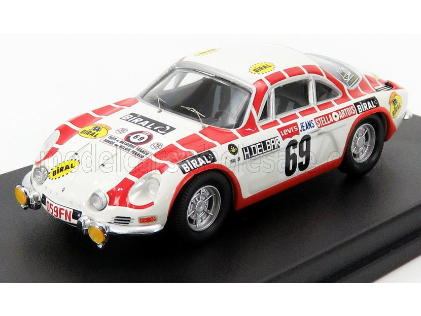 Alpine A110 1600S Racing Team Biral No. 69 Delbar Collaer Tour de Belgique 1971 Trofeu 1:43 scale model