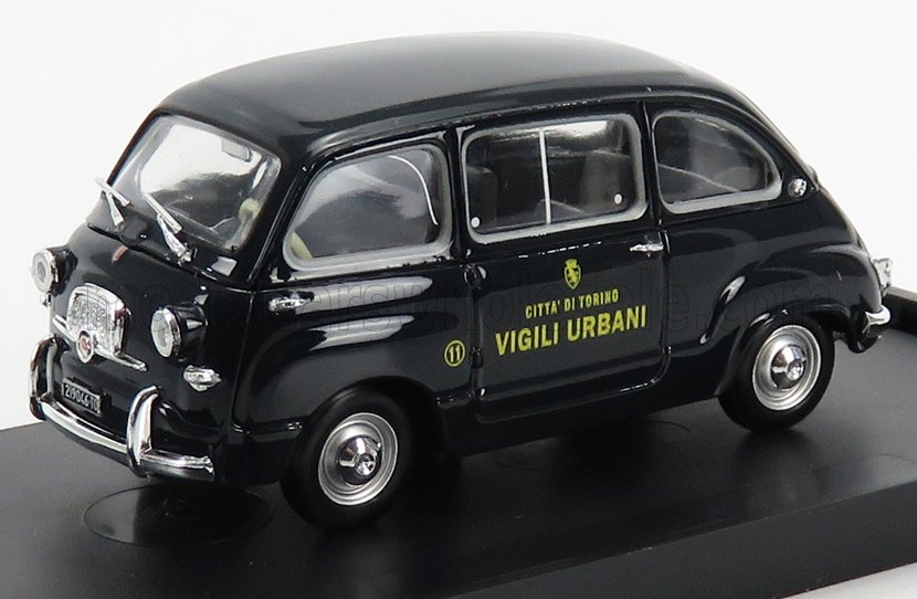 Fiat 600D Multipla Vigili Urbani Torino 1960 Blue Brumm 1:43 scale model