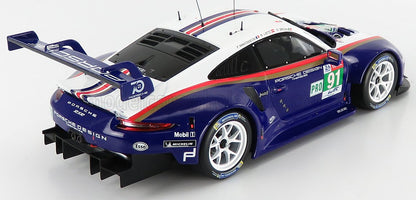 PORSCHE - 911 991 RSR PORSCHE GT TEAM N 91 2nd LMGTE PRO 24h LE MANS 2018 RICHARD LIETZ - GIANMARIA BRUNI - FREDERIC MAKOWIECKI - BLUE WHITE Scale model car on Vroomi