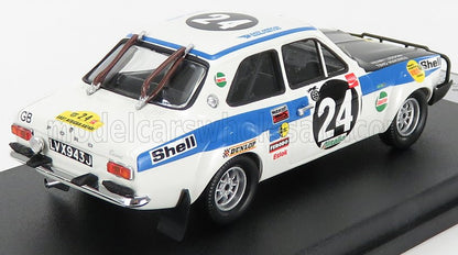 1/18 scale Ford Escort MK1 rally car model, race decals, available for collectors on Vroomi