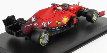 FERRARI | F1 SF21 TEAM SCUDERIA FERRARI MISSION WINNOW N 16 SEASON 2021 CHARLES LECLERC - CON PILOTA E VETRINA - WITH PILOT AND SHOWCASE