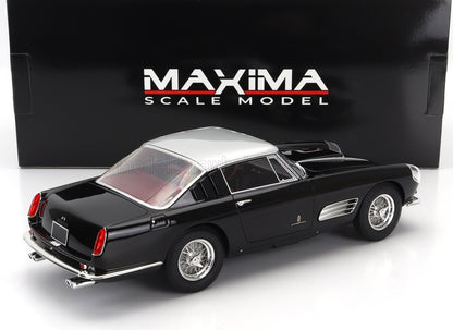 Black and silver classic Ferrari 250 GT scale model car by Maxima displayed with box, now on Vroomi