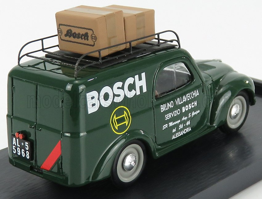 Voiture miniature fourgonnette de livraison Bosch verte avec galerie de toit et caisses, sélectionnée par Vroomi pour les collectionneurs