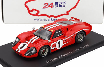 FORD USA - GT40 MKIV 7.0L V8 TEAM SHELBY AMERICAN INC. N 1 WINNER 24h LE MANS 1967 ANTHONY JOSEPH FOYT - D.GURNEY - RED WHITE