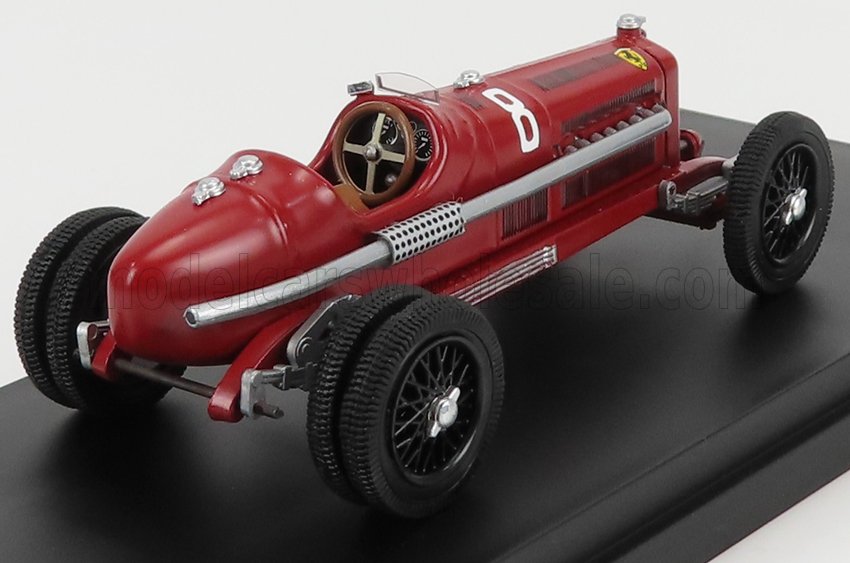 Red vintage race car model with number 8, detailed cockpit and tires, available on Vroomi platform